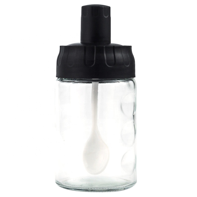 3pk High Borosilicate Glass Spice Jars Seasonning box bottle set Combination Spoon and Lid Design with Airtight Cap
