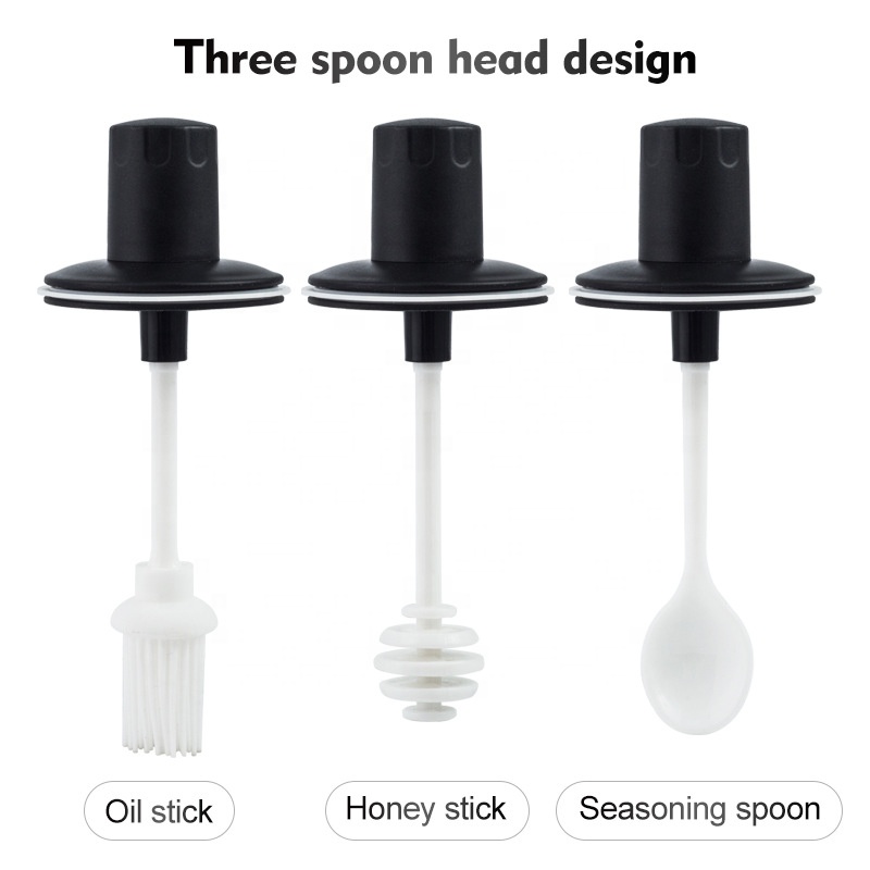 3pk High Borosilicate Glass Spice Jars Seasonning box bottle set Combination Spoon and Lid Design with Airtight Cap