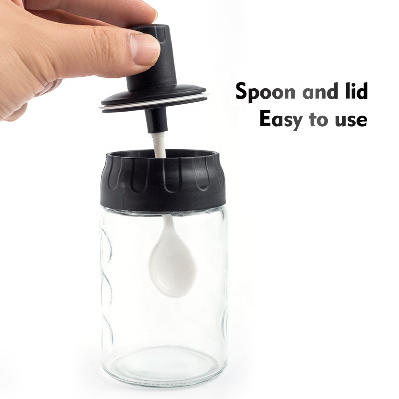 3pk High Borosilicate Glass Spice Jars Seasonning box bottle set Combination Spoon and Lid Design with Airtight Cap