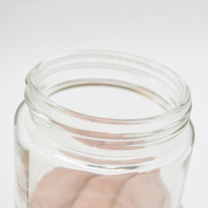 4.6oz 140ml clear straight side glass jar with black childproof lid