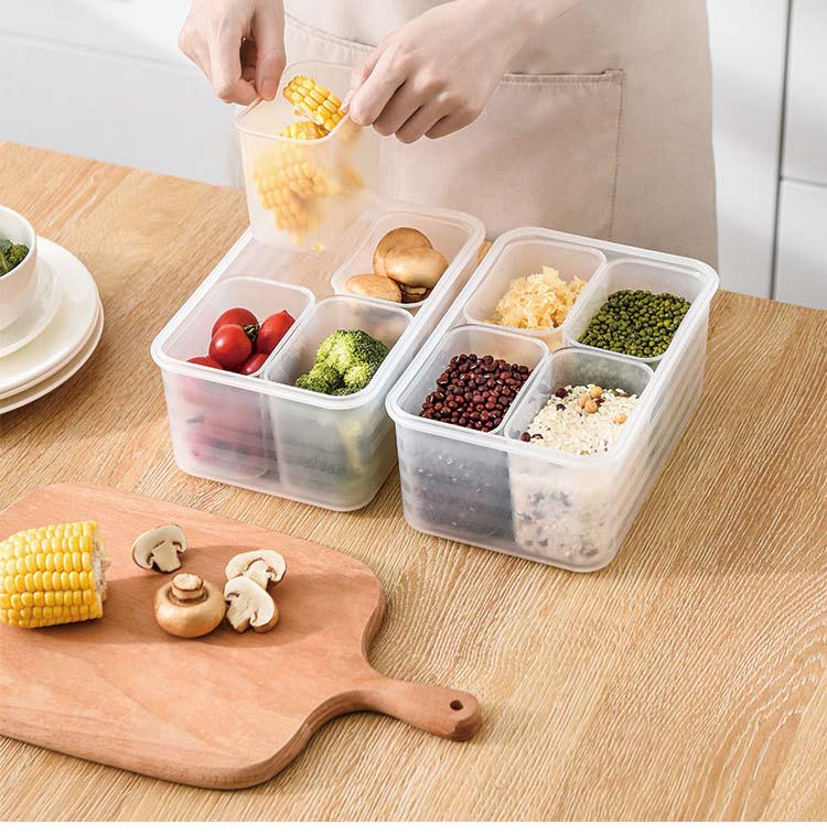 4 Parts Division Multi Divided Spaces Cereal Food Conatiners With Seal Lids Storage Snacks Nuts Fruit