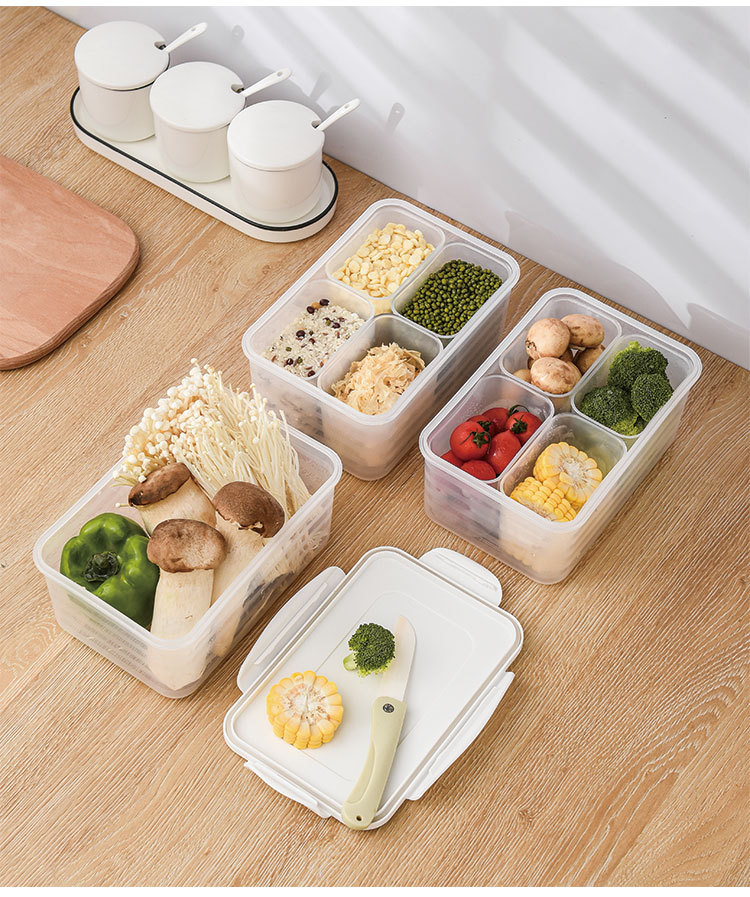 4 Parts Division Multi Divided Spaces Cereal Food Conatiners With Seal Lids Storage Snacks Nuts Fruit