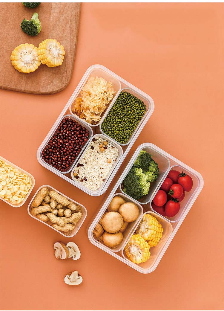 4 Parts Division Multi Divided Spaces Cereal Food Conatiners With Seal Lids Storage Snacks Nuts Fruit