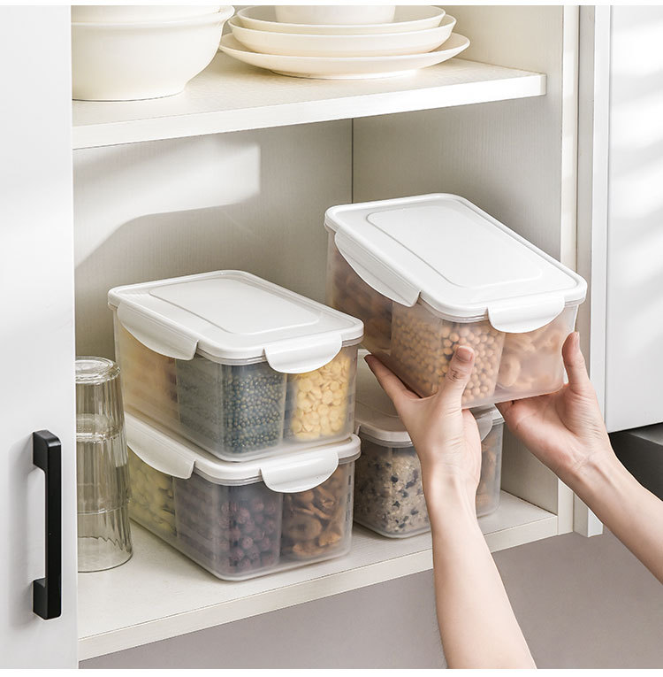 4 Parts Division Multi Divided Spaces Cereal Food Conatiners With Seal Lids Storage Snacks Nuts Fruit