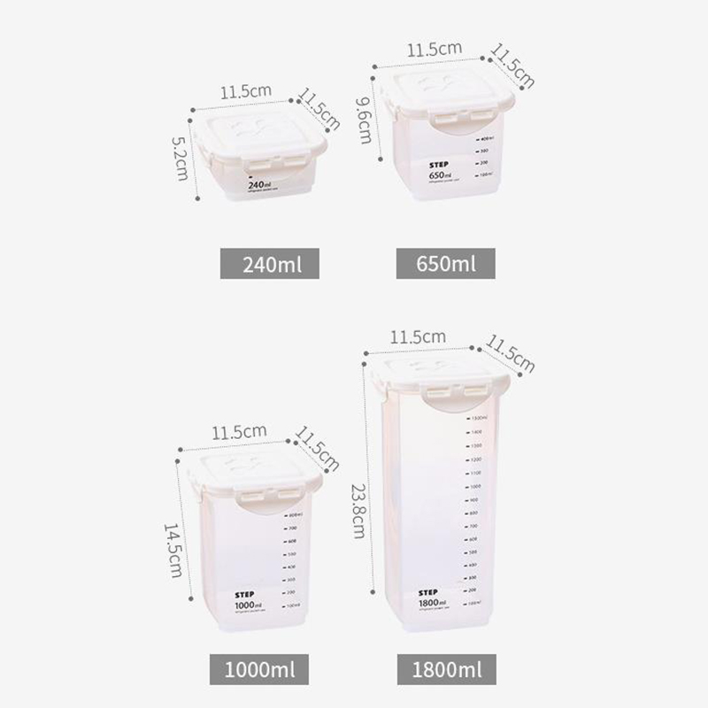 4-Piece Set Plastic Containers Kitchen Plastic Storage Box Airtight With Lid For Dry Food Organization