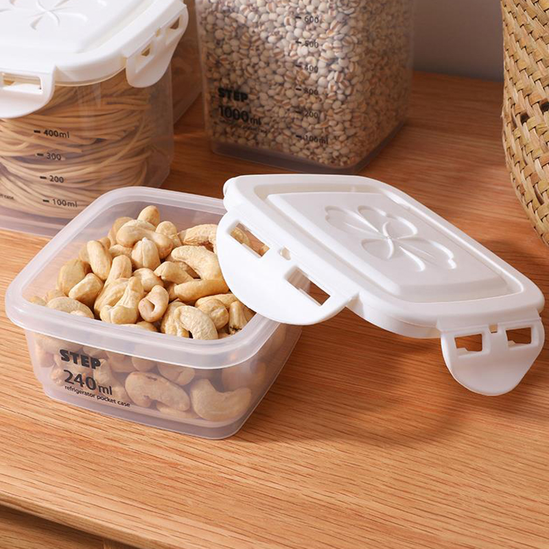 4-Piece Set Plastic Containers Kitchen Plastic Storage Box Airtight With Lid For Dry Food Organization