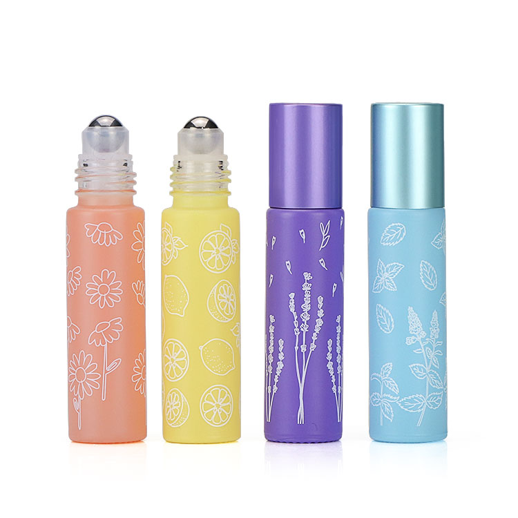 4 ml 6 ml 8 ml 10 ml Mini orange bule slim perfume skincare essential oil bottle roller on ball glass bottle