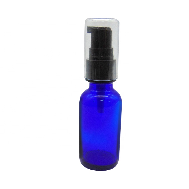 4 oz.120Ml Blue Boston Round Glass Bottle With Bamboo Cap For Aroma Oil