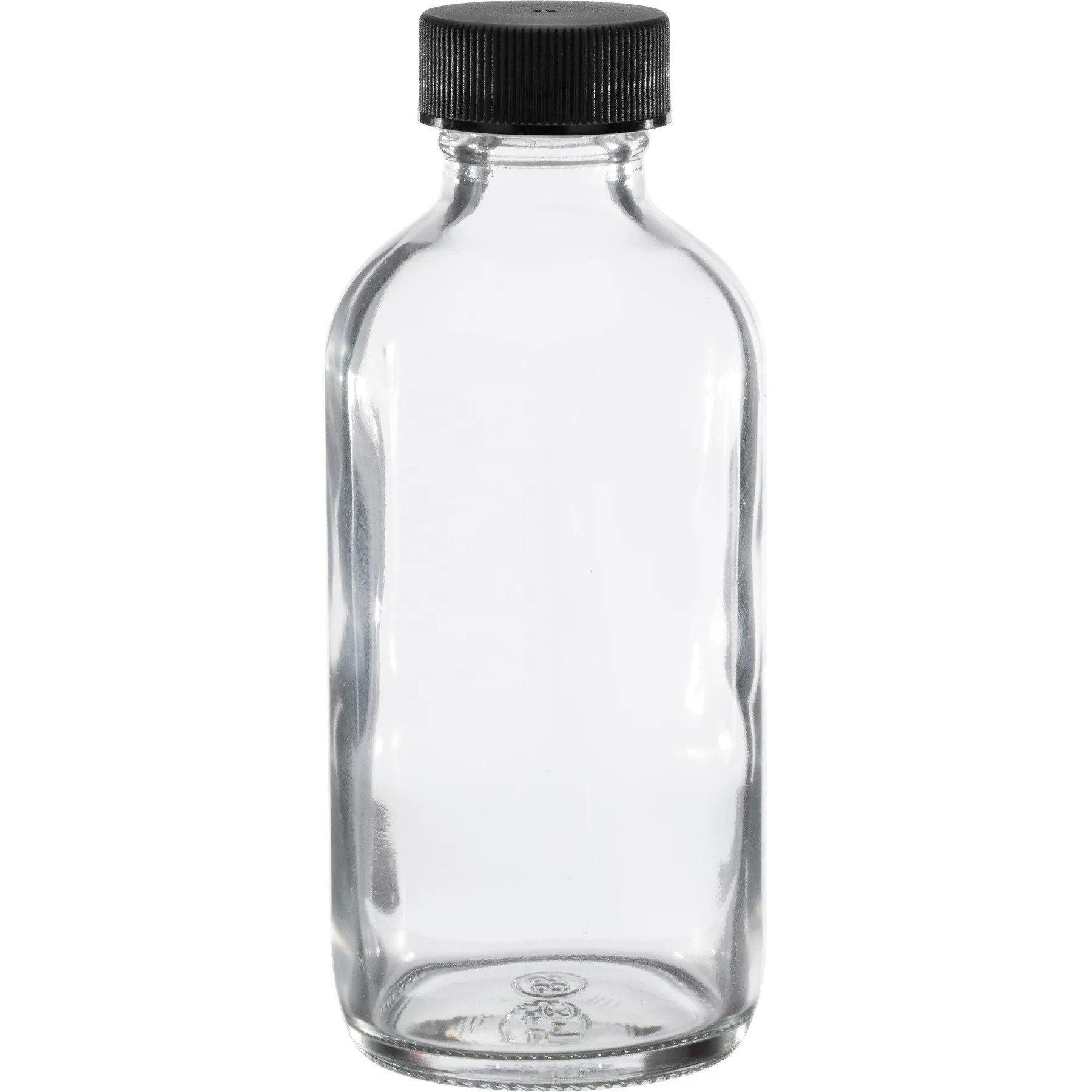 4 oz. 120Ml Printing Milk Drink Cosmetic Clear Boston Round Glass Bottle