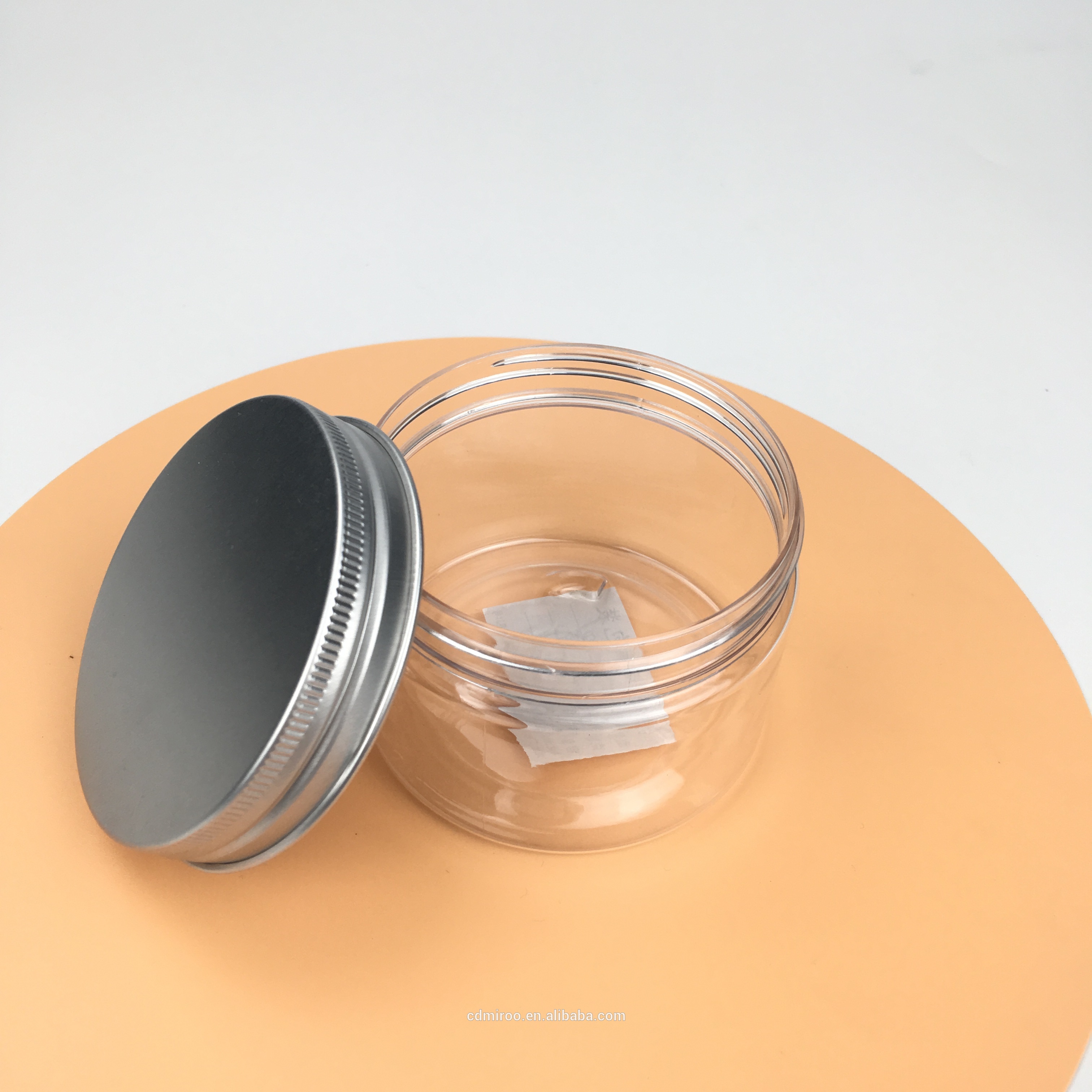 4 oz 120g Custom PET food grade empty clear plastic jars with aluminum screw top lids for Personal Care Containers wholesale