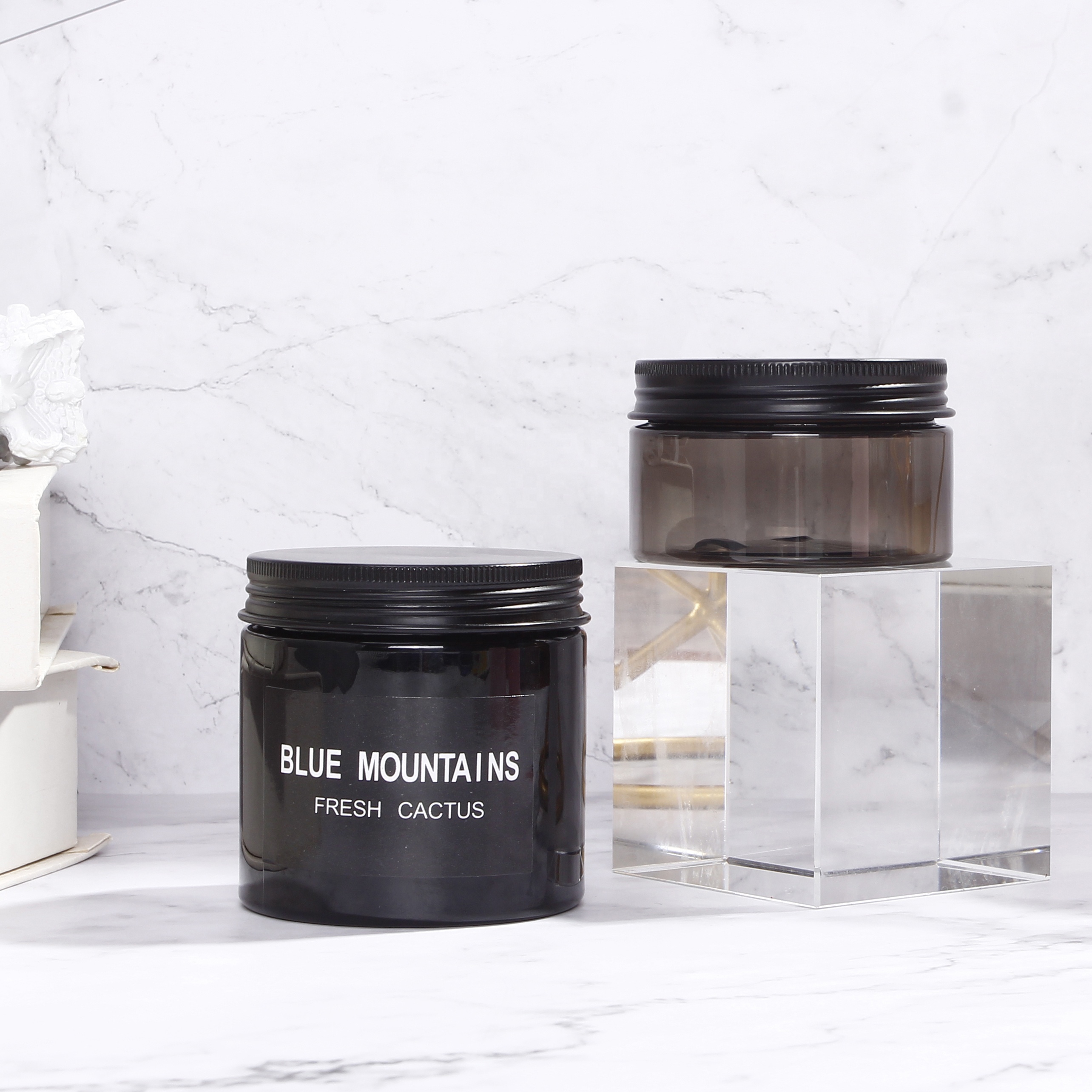 4 oz 120ml 250ml 8 oz pet plastic jar face cream body butter body cream jar cosmetic packaging jar black