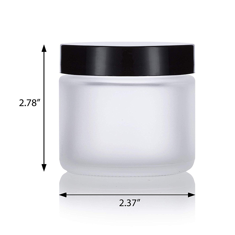 4 oz 120ml Frosted Clear Glass Straight Sided Cosmetic Cream Jar with Black Smooth Lids