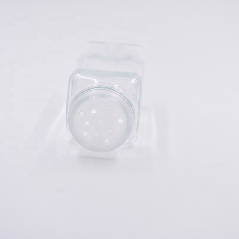 4 oz 120ml clear square glass spice jar glass bottles for salt pepper herb seasoning storage with shaker tops silver metal lid