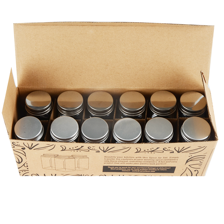 4 oz/  6 OZ Square   Glass Jars With  Aluminum Lids For Storing Spices