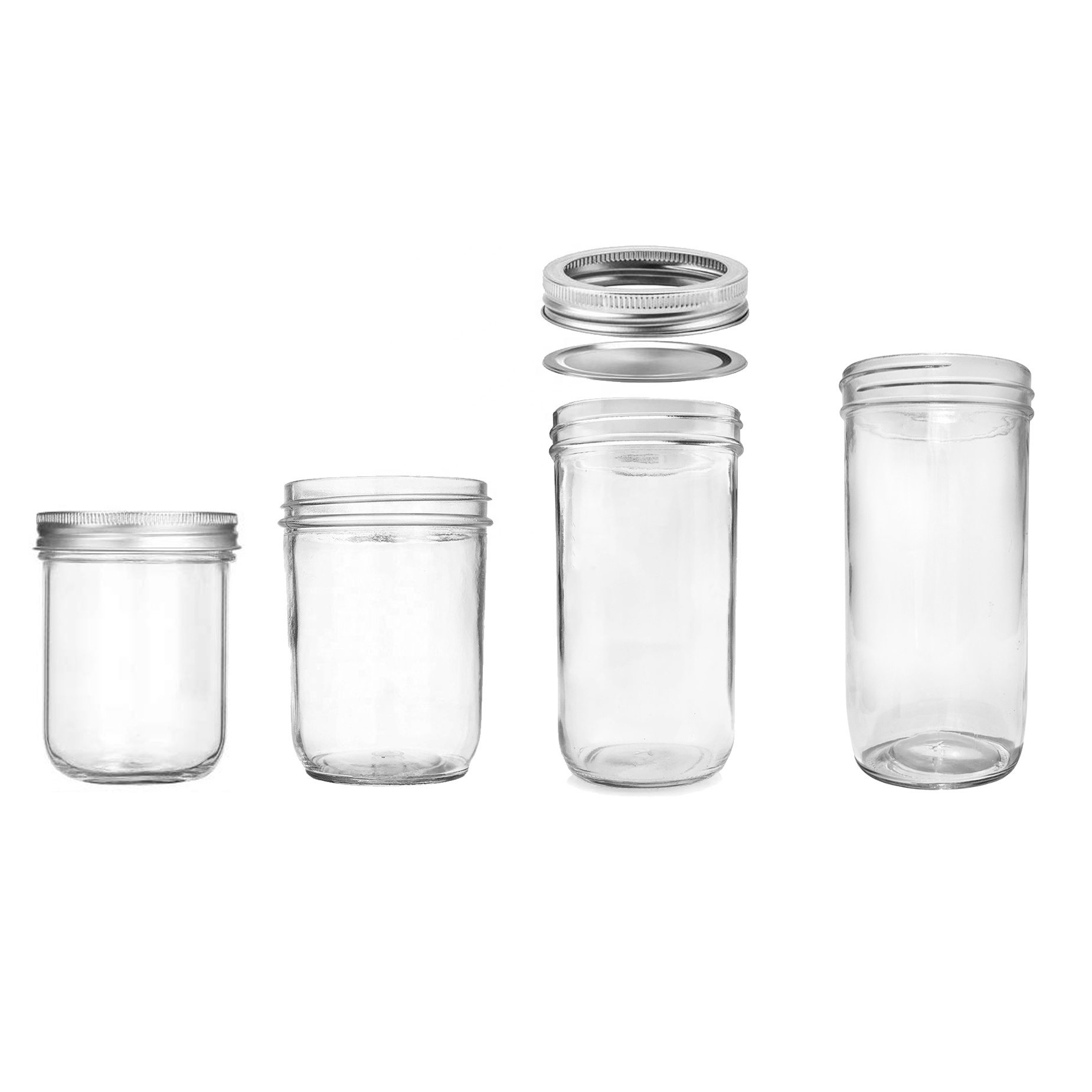 4 oz 6oz 8 oz 12oz 16 oz 20oz 700ml Wide Mouth Food Juice Boba Tea Glass Mason Jar