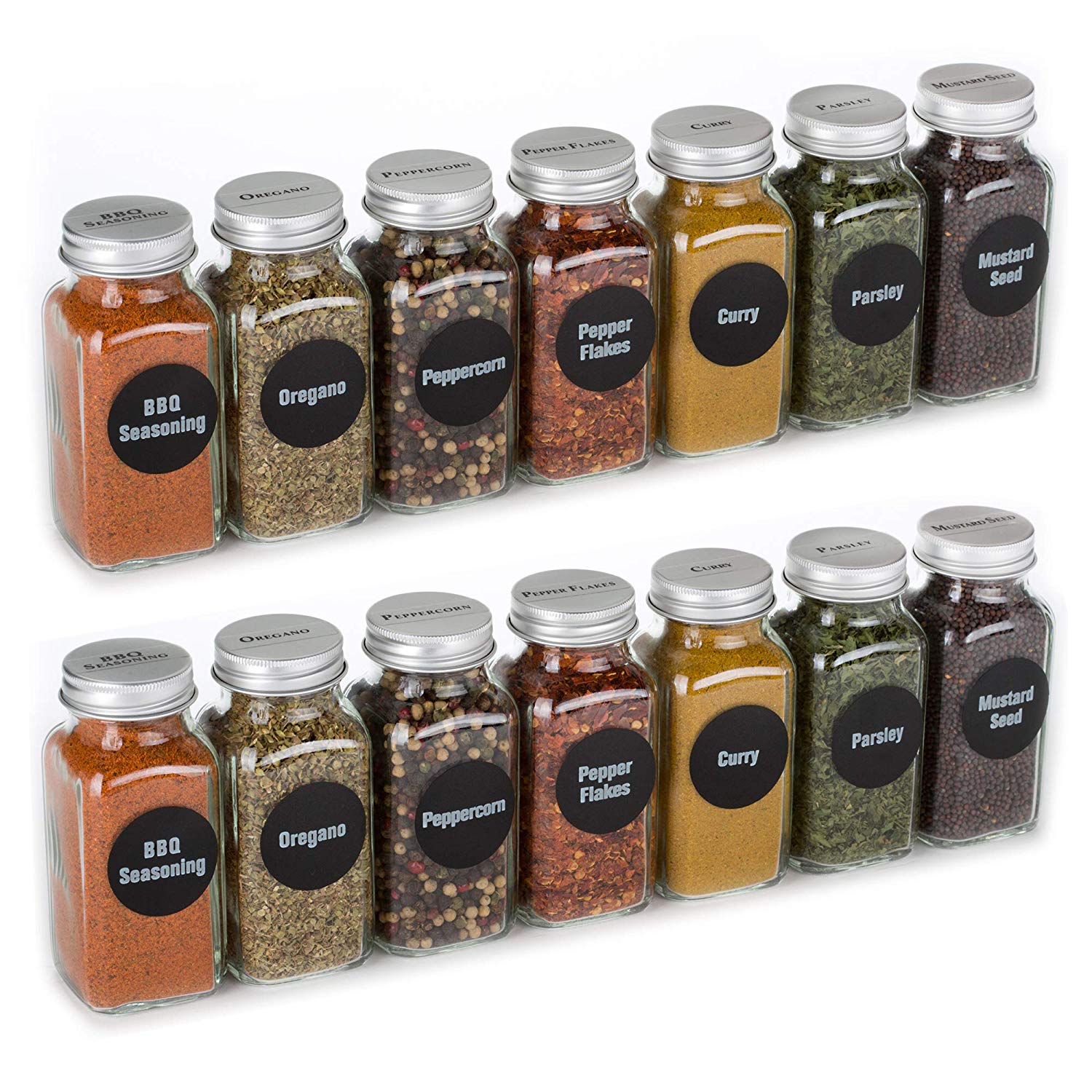 4 oz 6oz Spice Jar Round Square Glass with Shaker Fitment and Metal Lid