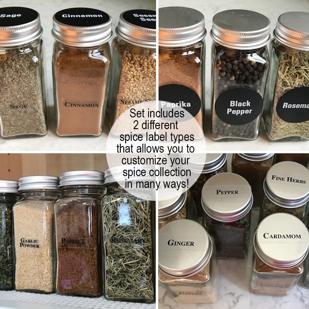 4 oz 6oz Spice Jar Round Square Glass with Shaker Fitment and Metal Lid
