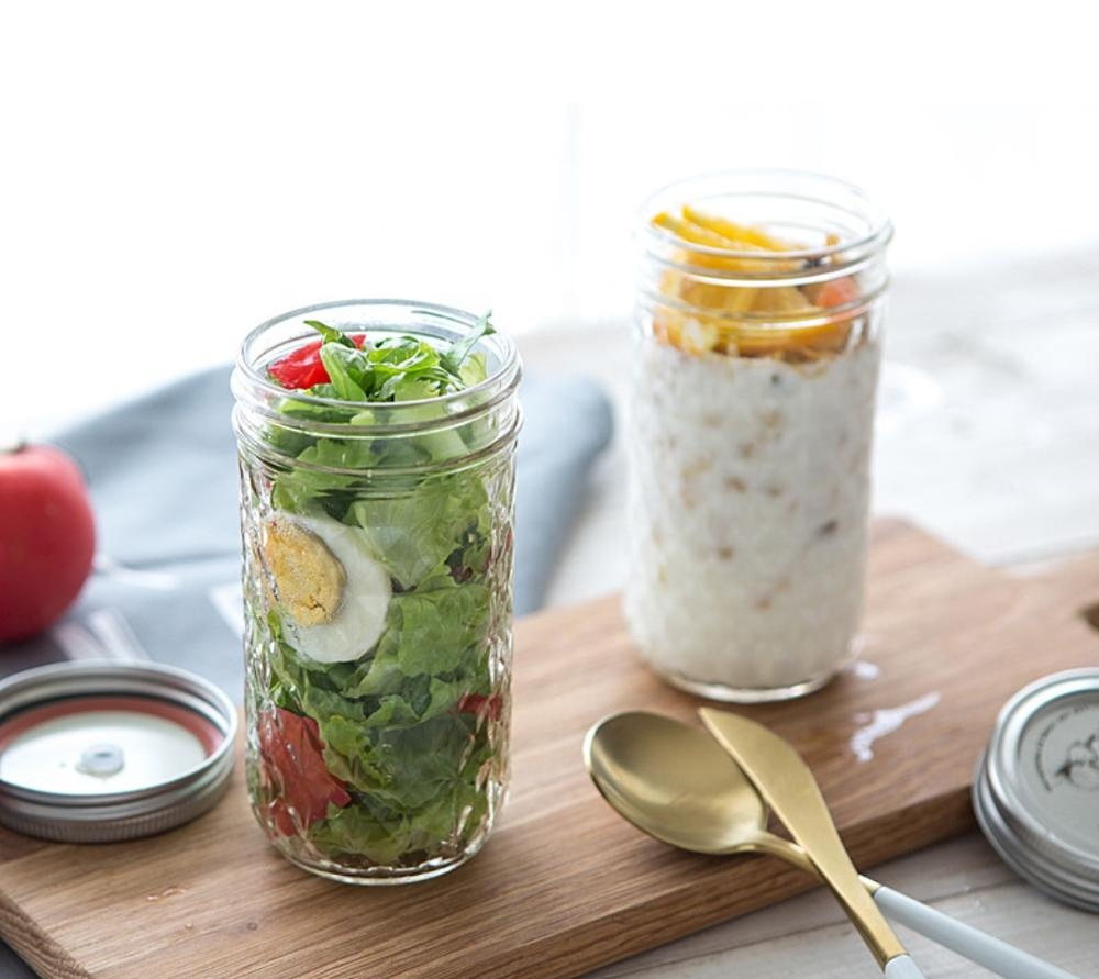 4 oz 8 oz 12 oz 16 oz 32oz Clear Wide Mouth Glass Mason Jar with Metal Lid