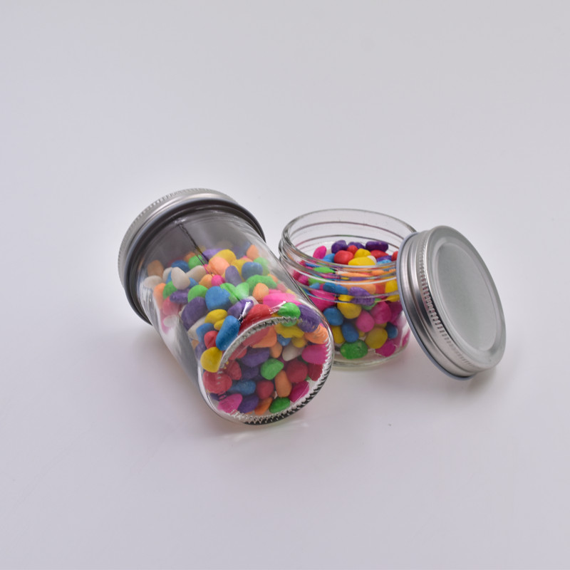 4 oz 8 oz 16 oz 20 oz clear screw cap food storage glass mason jar for jelly jam honey caviar bottle with silver airtight lids