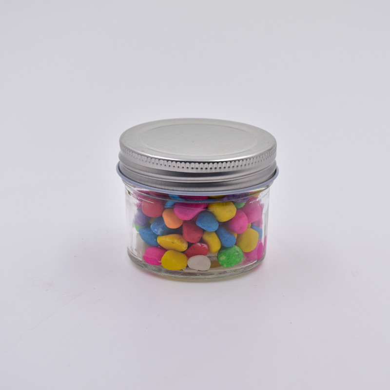 4 oz 8 oz 16 oz 20 oz clear screw cap food storage glass mason jar for jelly jam honey caviar bottle with silver airtight lids