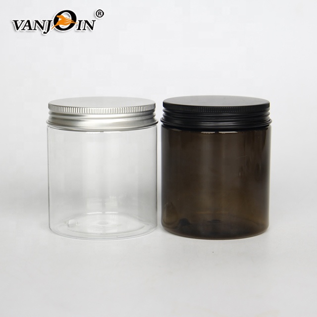 4 oz 8 oz BPA Free Clear PET Makeup Packaging Jar Plastic Candy Jar with Golden Lid