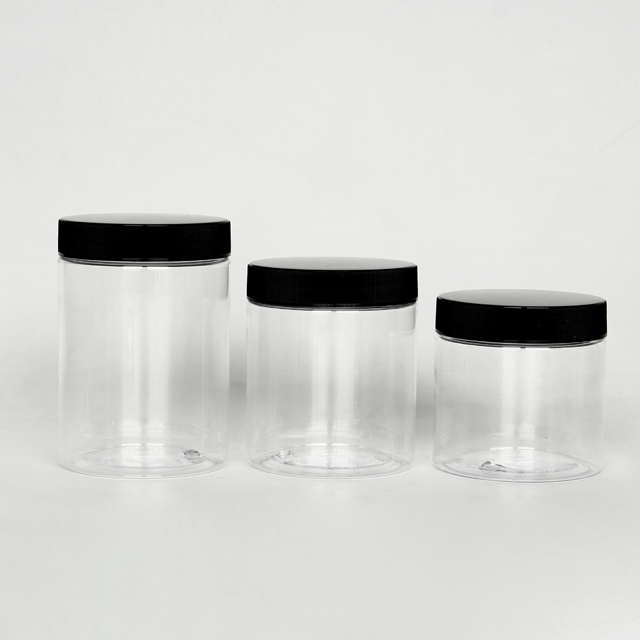 4 oz 8 oz BPA Free Clear PET Makeup Packaging Jar Plastic Candy Jar with Golden Lid