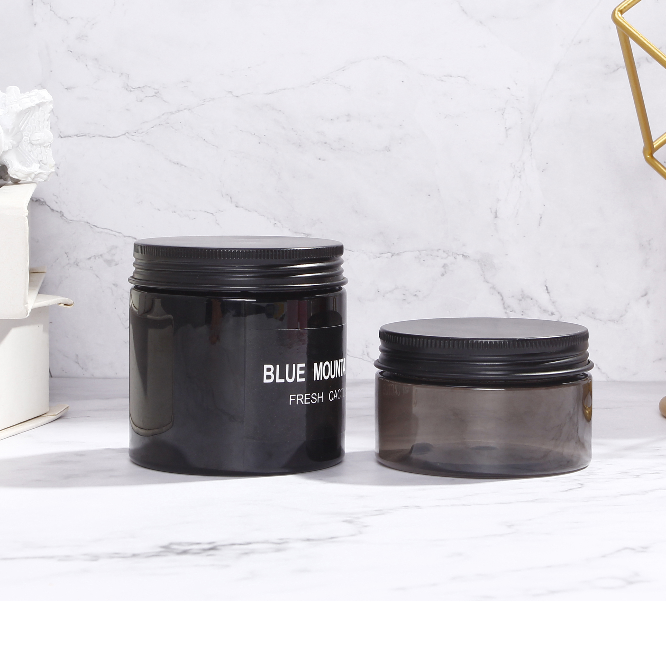 4 oz 8 oz Gray Black PET Jar Body Cream Jars