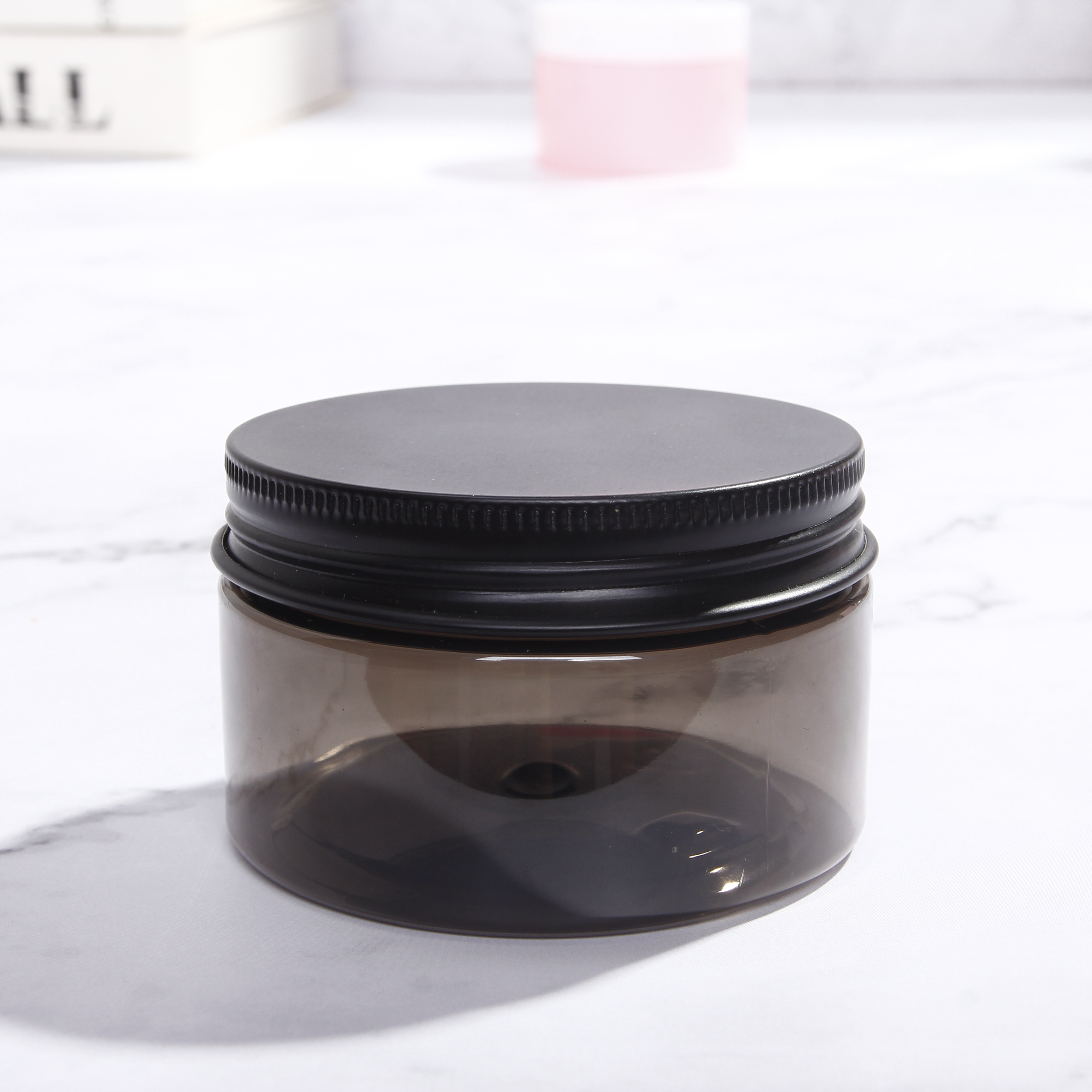 4 oz 8 oz Gray Black PET Jar Body Cream Jars