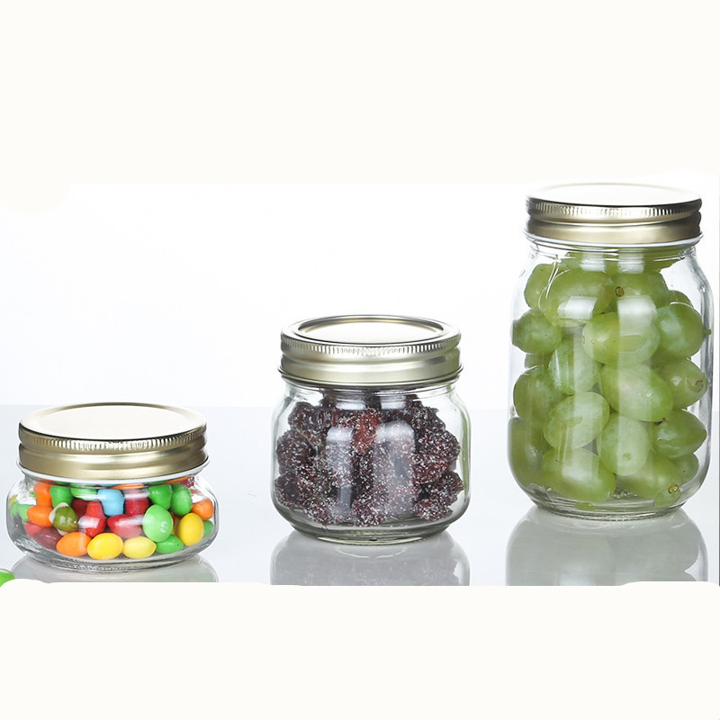 4 oz 8oz 12 oz 16 oz 32 oz 350ml glass mason jar with metal lid/ wide mouth mason jam jar