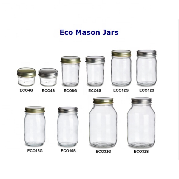 4 oz 8oz 12 oz 16 oz 32 oz glass mason jar with metal lid/ wide mouth mason jam jar