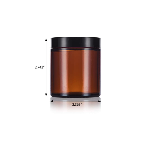 4 oz Amber Glass Jar Straight Sided for Cosmetics Lotions Body Scrubs Balms