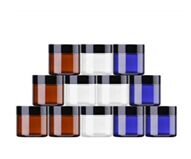 4 oz Amber Glass Round Jars with White Inner Liners and Black Lids, Empty Glass jar for Lotion and Cream