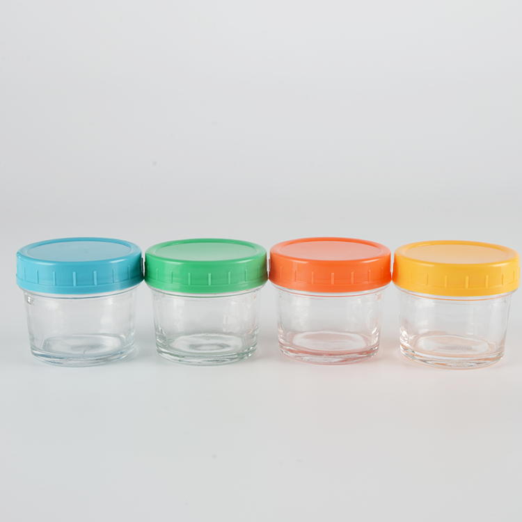 4 oz Baby Food Storage Containers Glass Jar With Plastic Lid