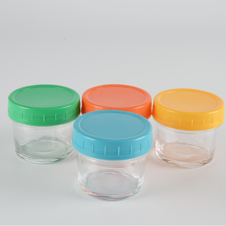 4 oz Baby Food Storage Containers Glass Jar With Plastic Lid