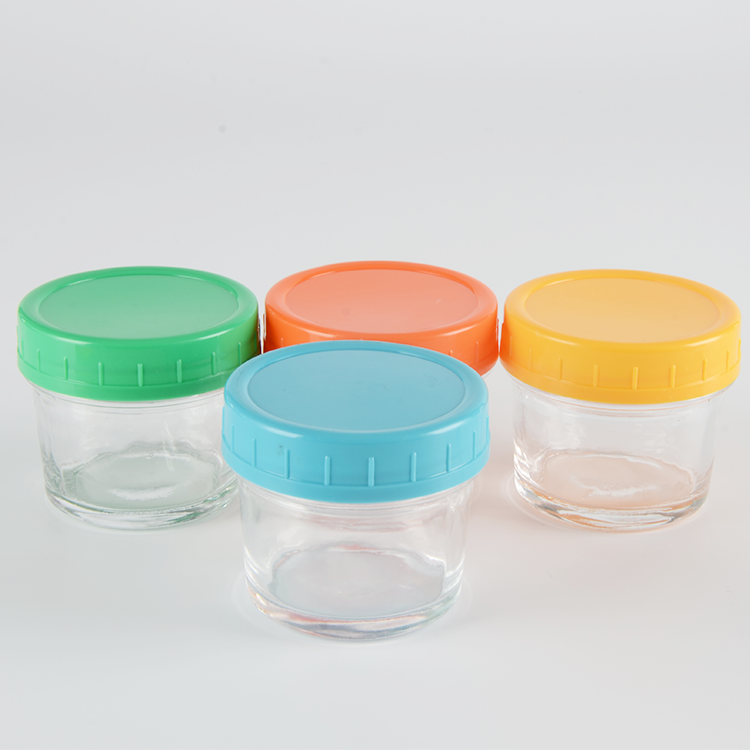 4 oz Baby Food Storage Containers Glass Jar With Plastic Lid