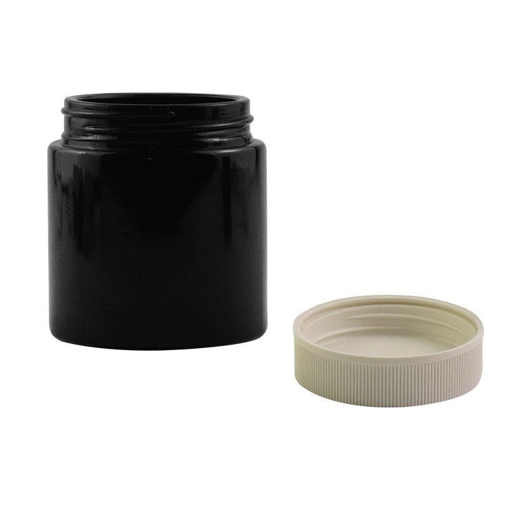 4 oz Clear GLASS Jar Straight Sided with wooden bamboo children proof lid, jar for CBD 4oz jar with lid