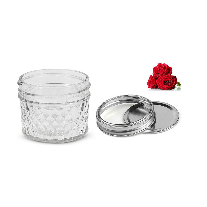 4 oz Diamond Wide Mouth Canning Jars Glass Jam Jelly Glass Jar Mini Mason Jars with Lids