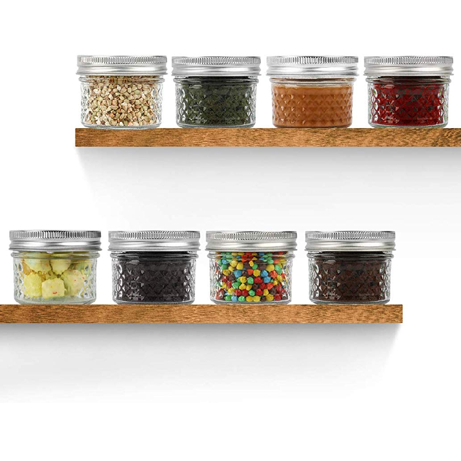 4 oz Diamond Wide Mouth Canning Jars Glass Jam Jelly Glass Jar Mini Mason Jars with Lids
