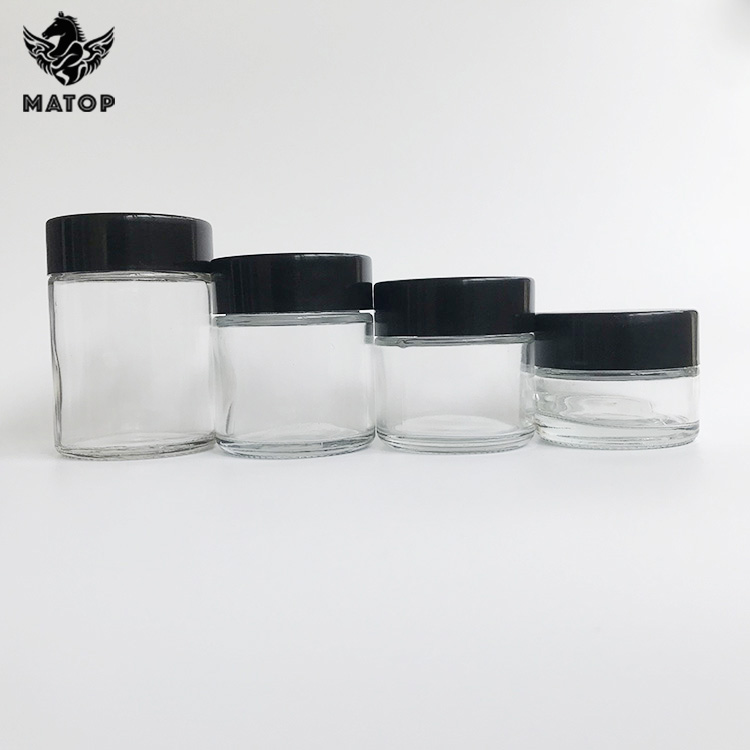 4 oz Hemp Flower Round Glass Jar glass Jar with child resistant Lid