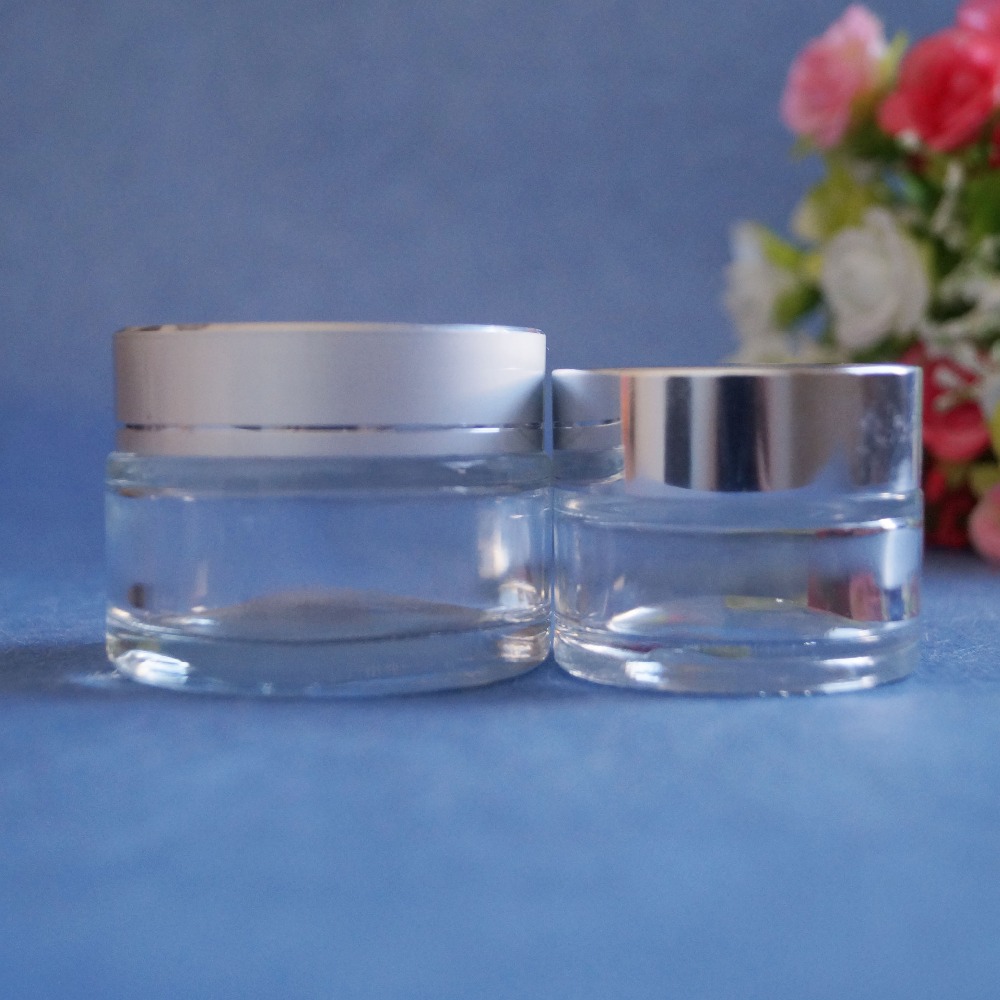 4 oz Luxury cosmetic cream jar with silver aluminium lid