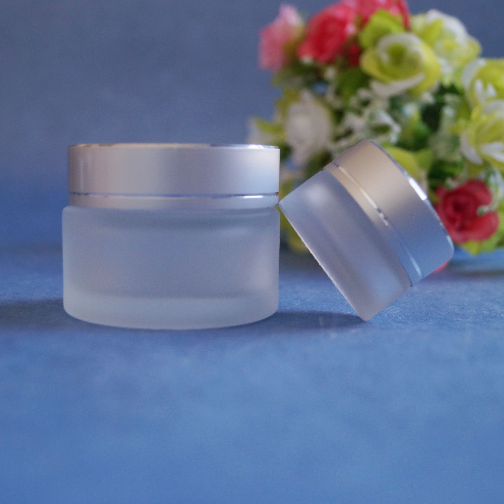 4 oz Luxury cosmetic cream jar with silver aluminium lid
