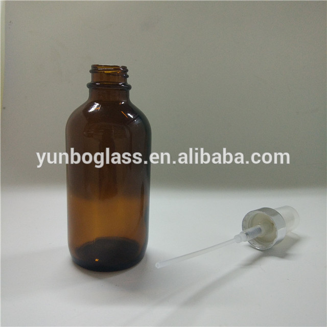 4 oz amber glass boston round bottles with fine-mist sprayer for liquid