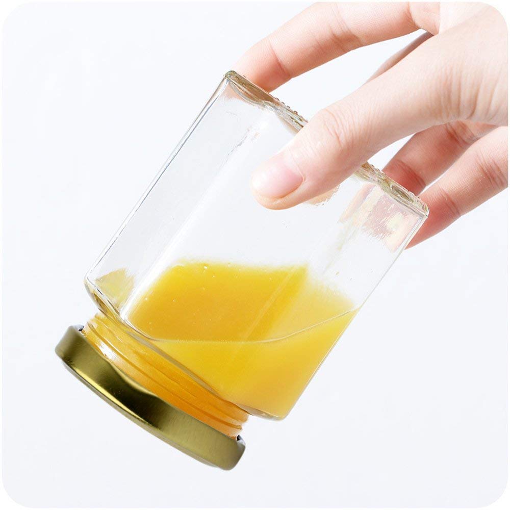 4 oz hexagon honey mini glass jar with gold metal screw lid