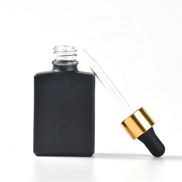 4 oz square frosted cosmetics glass bottle with dropper