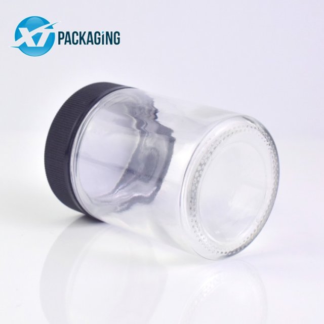 4 oz transparent glass jar candles container child proof cap hemp flower packaging customized logo OEM