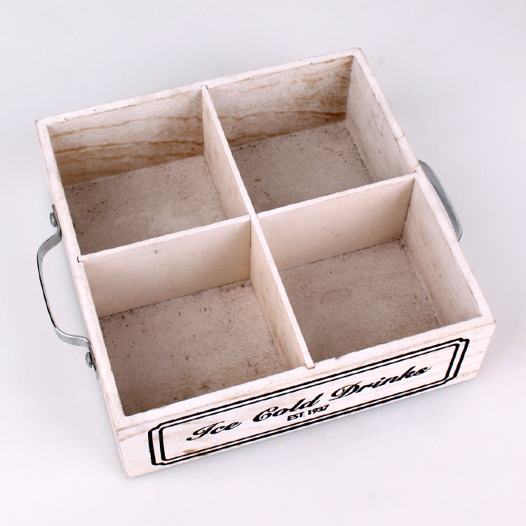 4 sets of 930ml square glass milk juice bottle in wooden crate