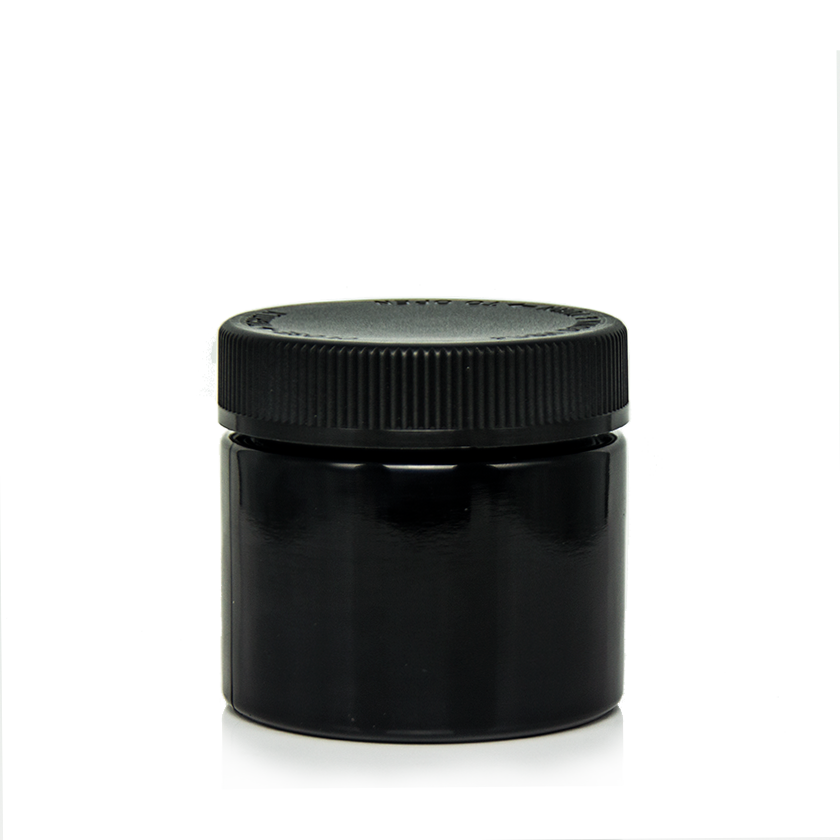 40 80 90 110ml straight round black glass ribbed CRC cap pharmacy container jar