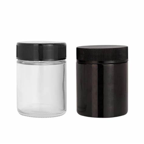 40 80 90 110ml straight round black glass ribbed CRC cap pharmacy container jar