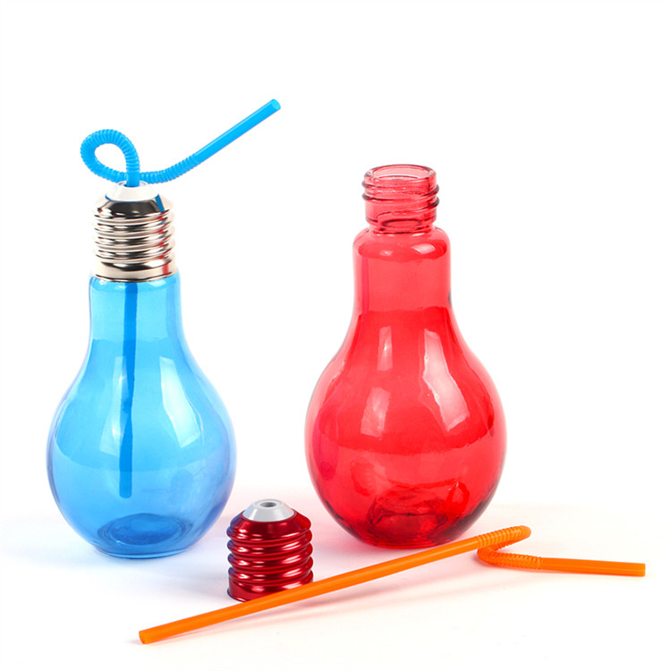 400 ml 850 ml colorful decoration drinking light bulb shaped glass water bottle