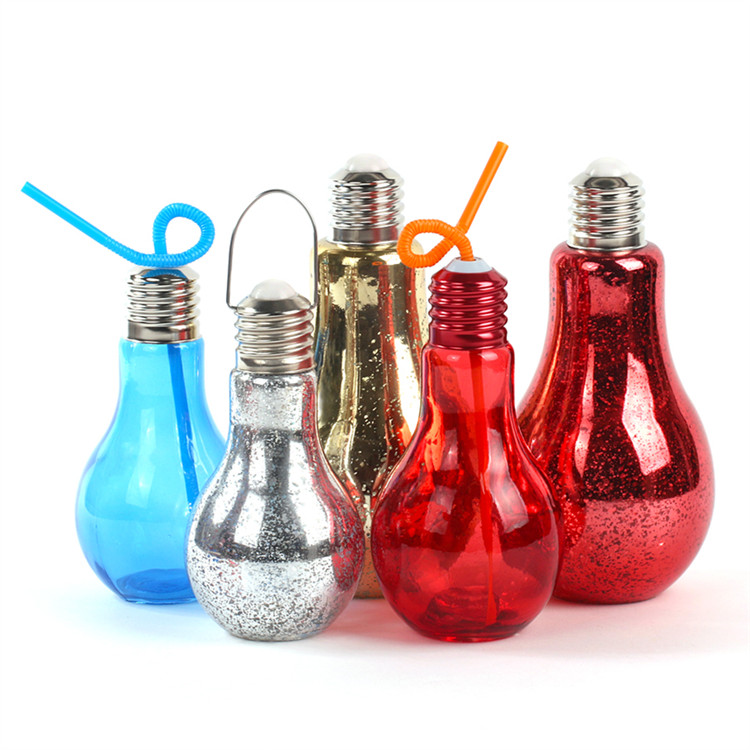 400 ml 850 ml colorful decoration drinking light bulb shaped glass water bottle